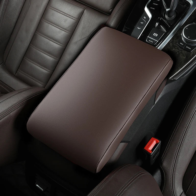 Universal Center Console Armrest Cushion Booster Cushion for Added Support Nappa Leather 32*15*5 - Tslaup